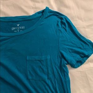 Teal American Eagle Soft and Sexy pocket tee